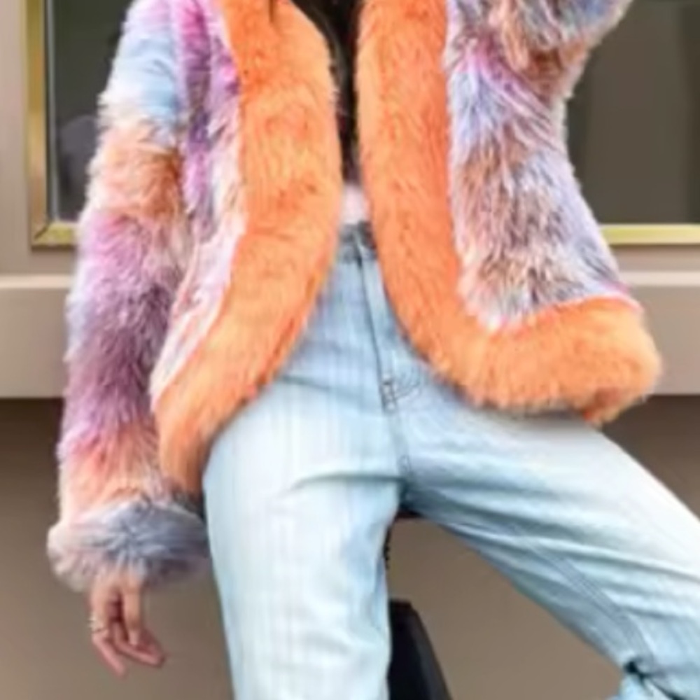 Ombre Multicolor Faux Fur Jacket - Picture 5 of 7